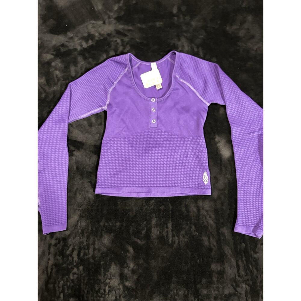 Free People Movement Top Womens M/L Long Sleeve Waffle Henley Pullover - Picture 1 of 4